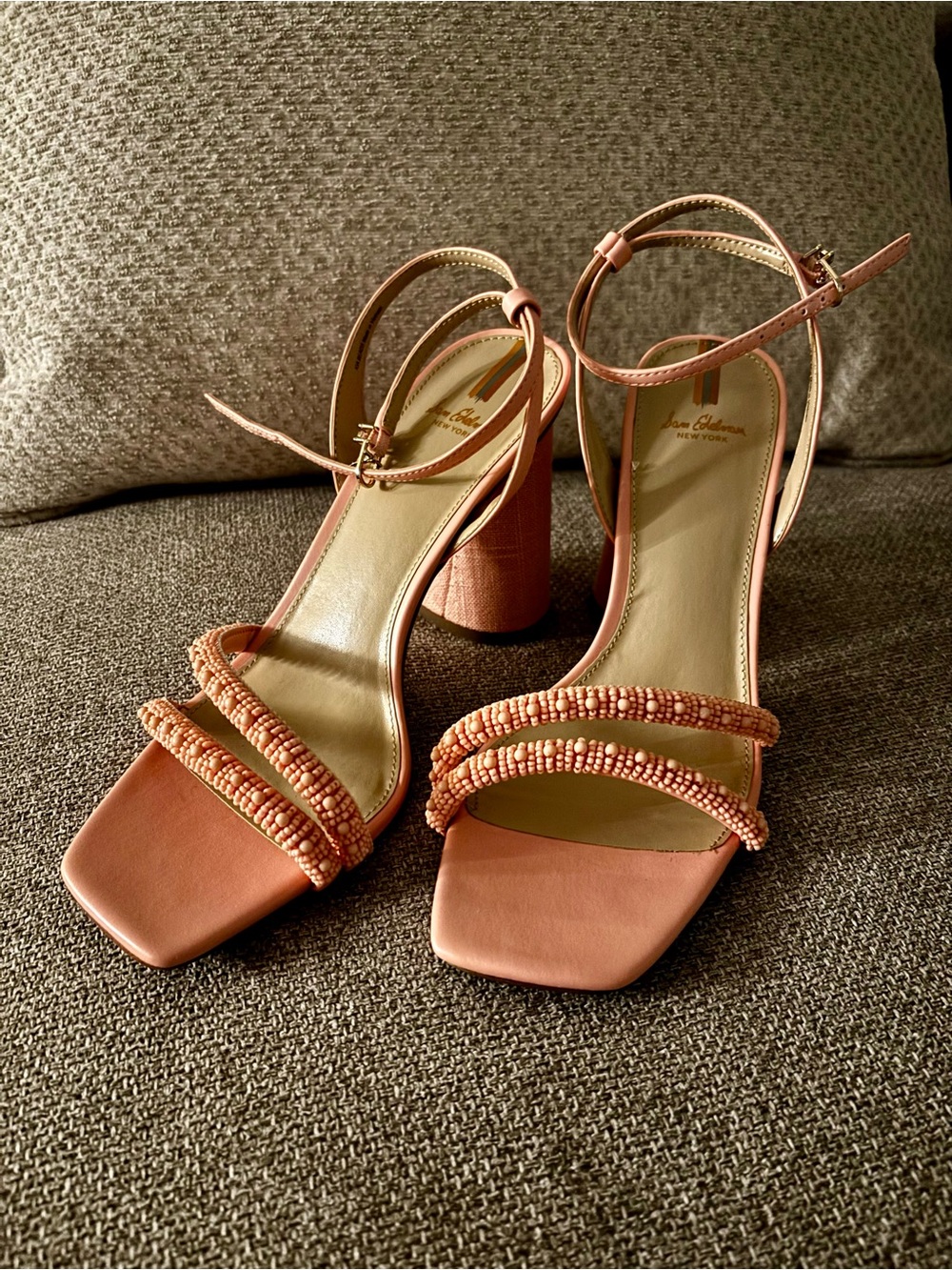 Sam Edelman Denim *Pink* Kia Beaded Strappy Dress Sandals